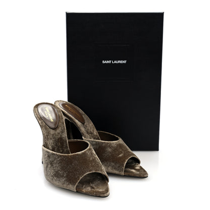 Saint Laurent Velluto Suite 105 Mule Sandals 41 Dove Grey 9 of 9