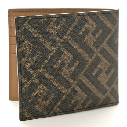 Fendi Glazed Fabric Vitello King FF 1974 Diagonal Bi-Fold Wallet Tobacco Moro Cuoio 3 of 9