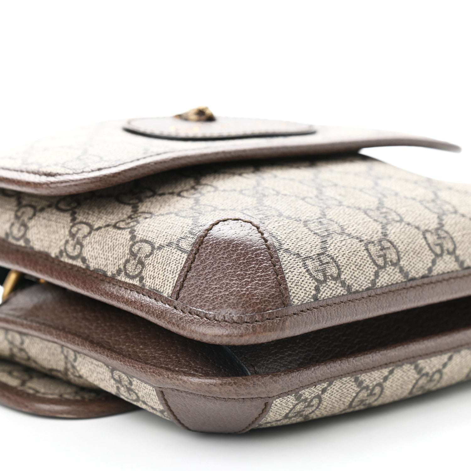 Gucci GG Supreme Monogram Web Small Neo Vintage Double Flap Messenger Bag Beige New Acero 7 of 11