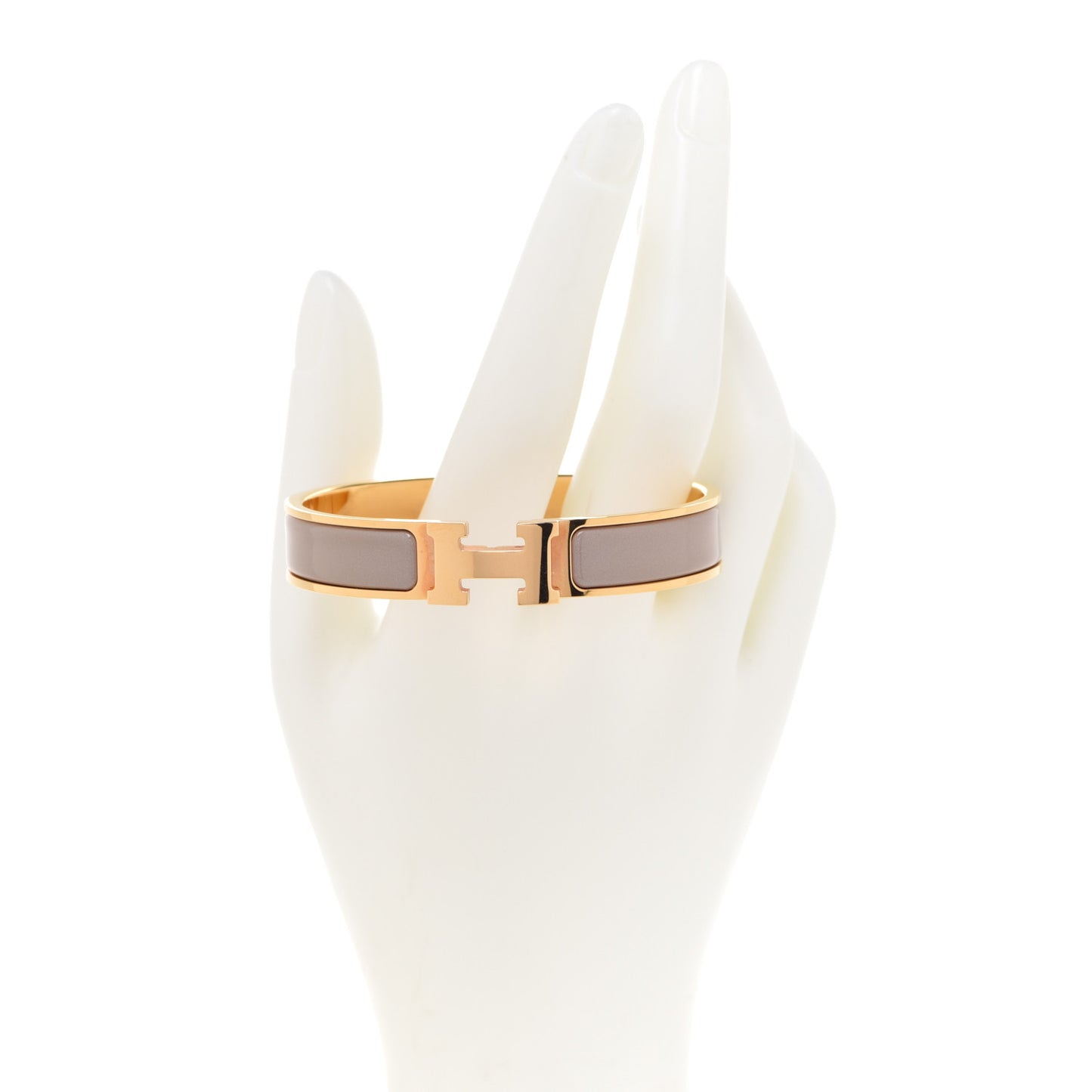Enamel Narrow Clic Clac H Bracelet GM Marron Glace