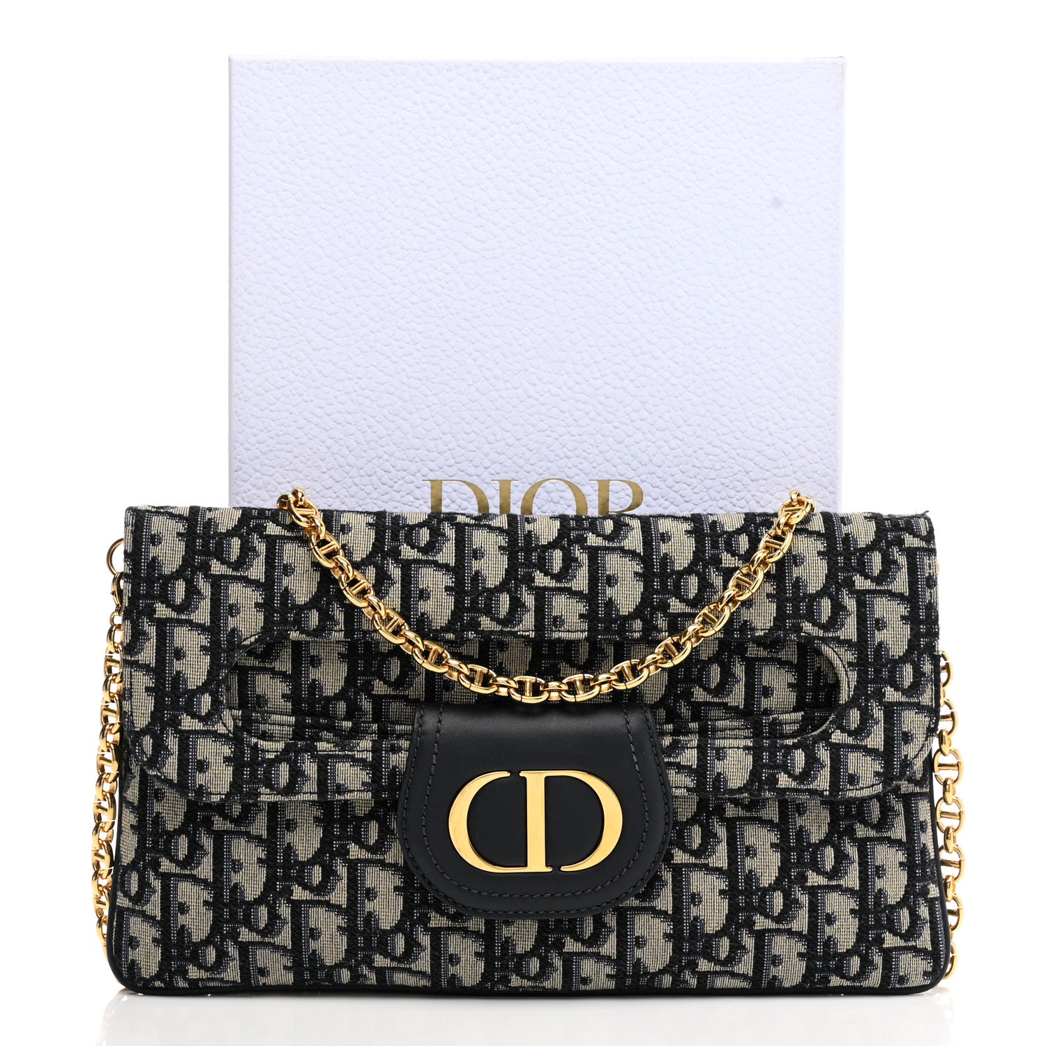 Christian Dior Oblique Medium Diordouble Chain Bag Blue 14 of 14