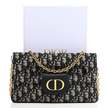 Christian Dior Oblique Medium Diordouble Chain Bag Blue 14 of 14