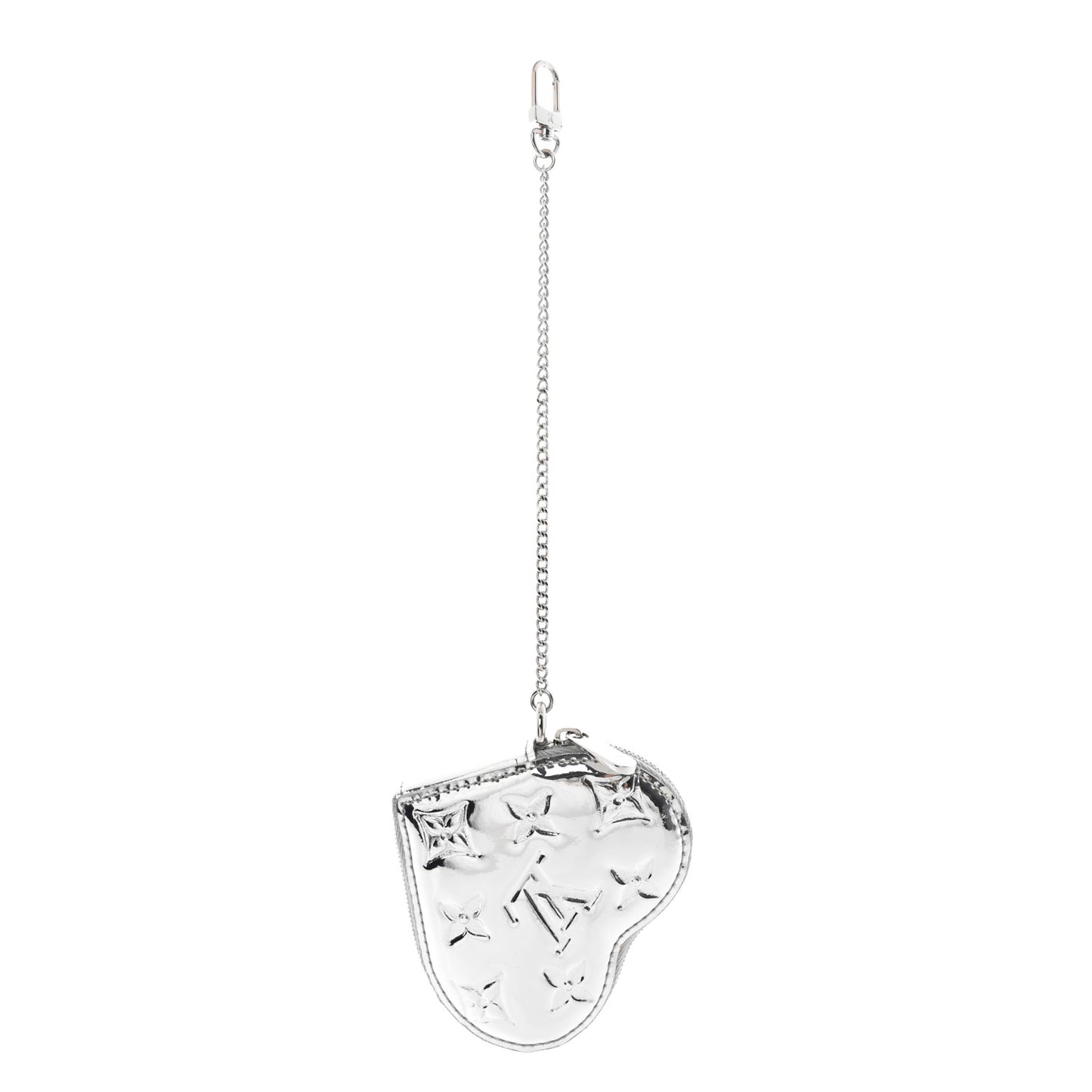 Monogram Miroir Heart Coin Purse Silver
