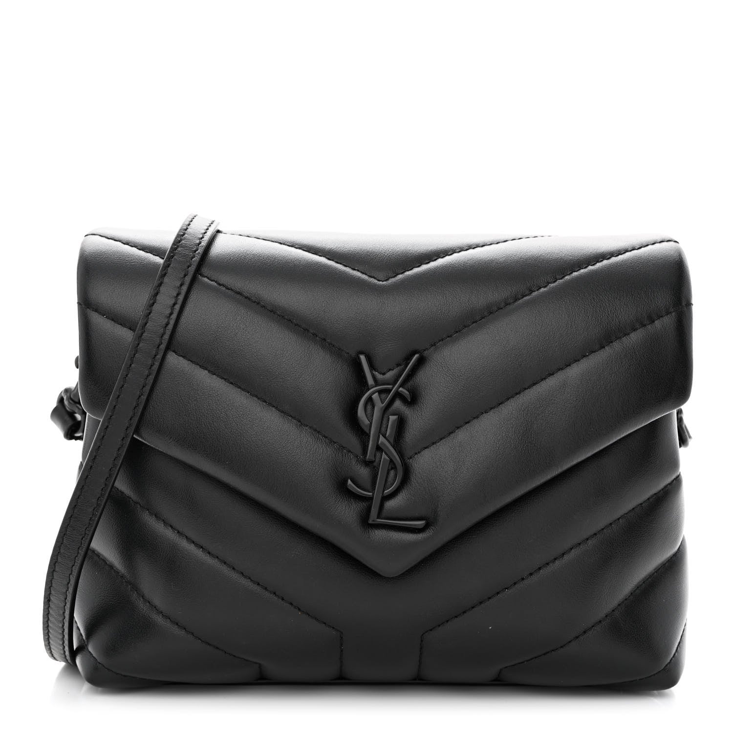 Saint Laurent Calfskin Y Quilted Monogram Monochrome Toy Loulou Crossbody Bag Black 1 of 10