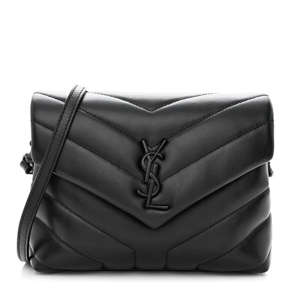 Saint Laurent Calfskin Y Quilted Monogram Monochrome Toy Loulou Crossbody Bag Black 1 of 10