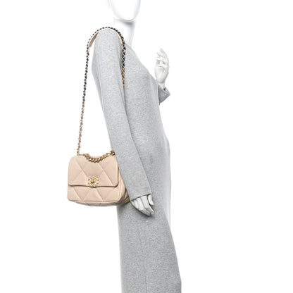 Chanel Lambskin Quilted Medium Chanel 19 Flap Beige 2 of 12