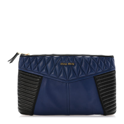 Miu Miu Nappa Matelasse Biker Clutch Inchiostro Black 1 of 6