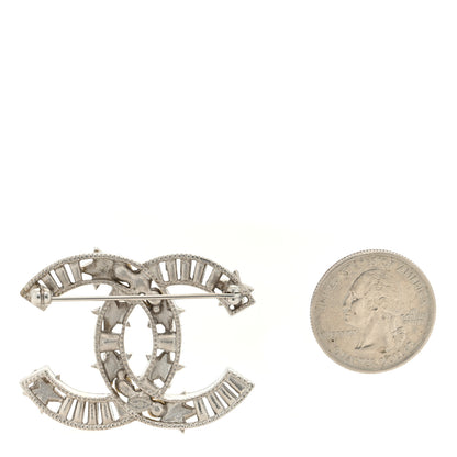 Chanel Crystal Pearl CC Star Coco Flapper Brooch Silver 2 of 3