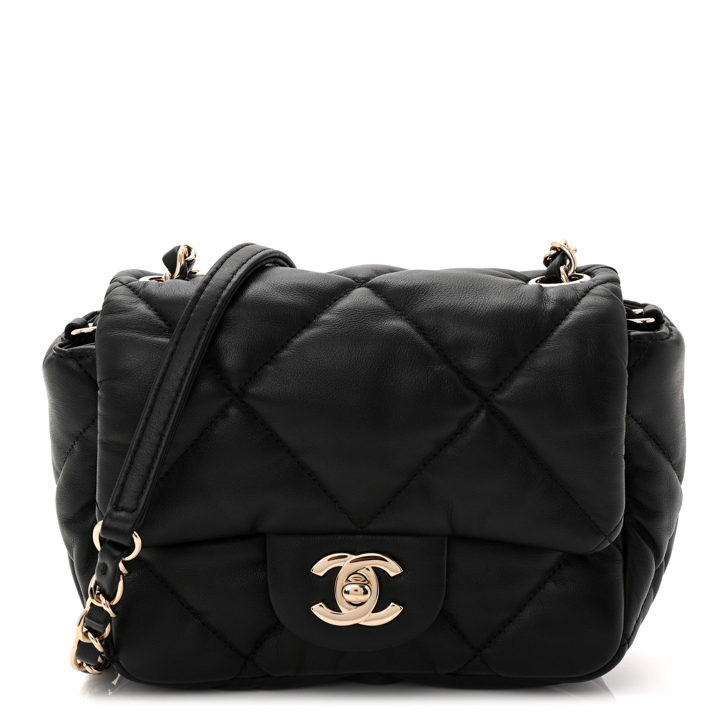 Chanel Calfskin Quilted Mini Square Bubbly Flap Black 1 of 11