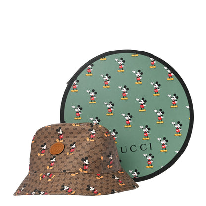 Gucci X DISNEY Mini Vintage GG Supreme Monogram Mickey Mouse Trent Bucket Hat M Beige Ebony Yellow 10 of 10