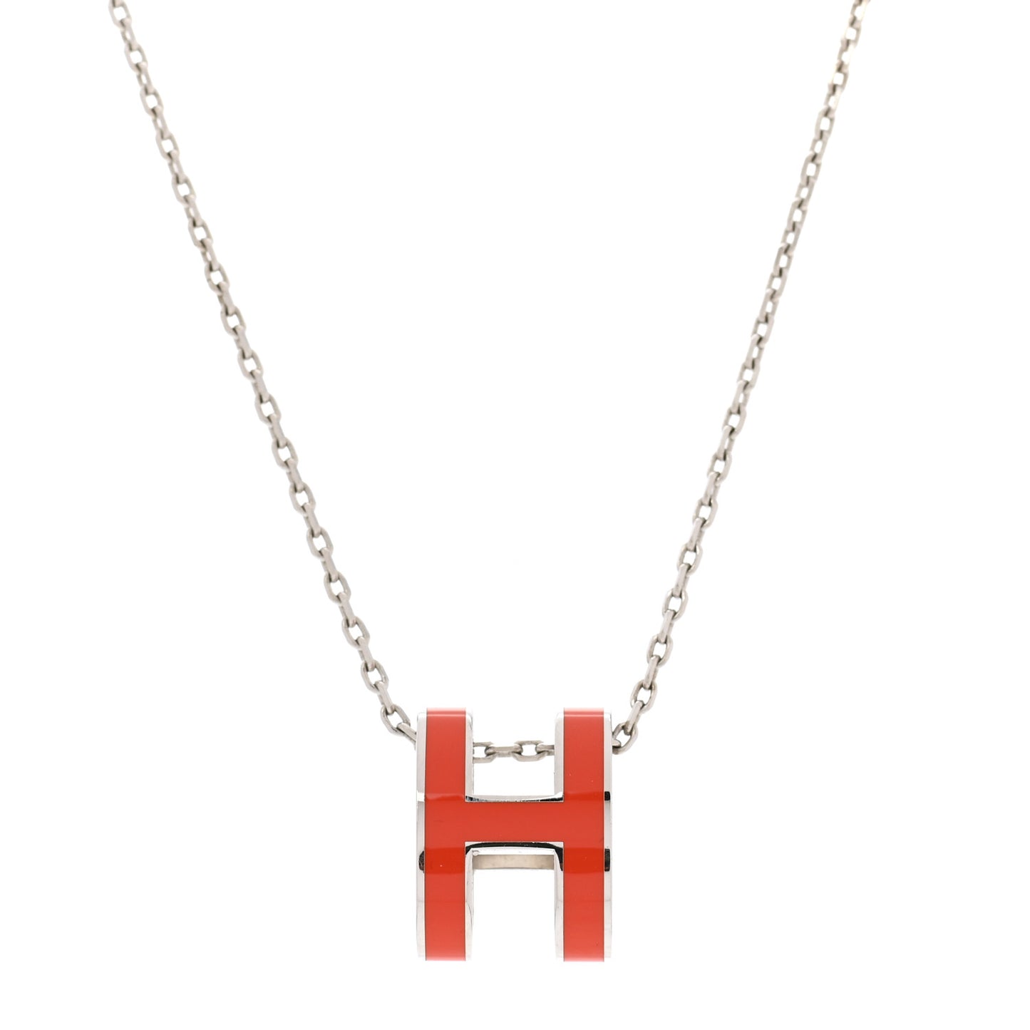 Lacquered Rose Gold Pop H Pendant Necklace Orange Fonce
