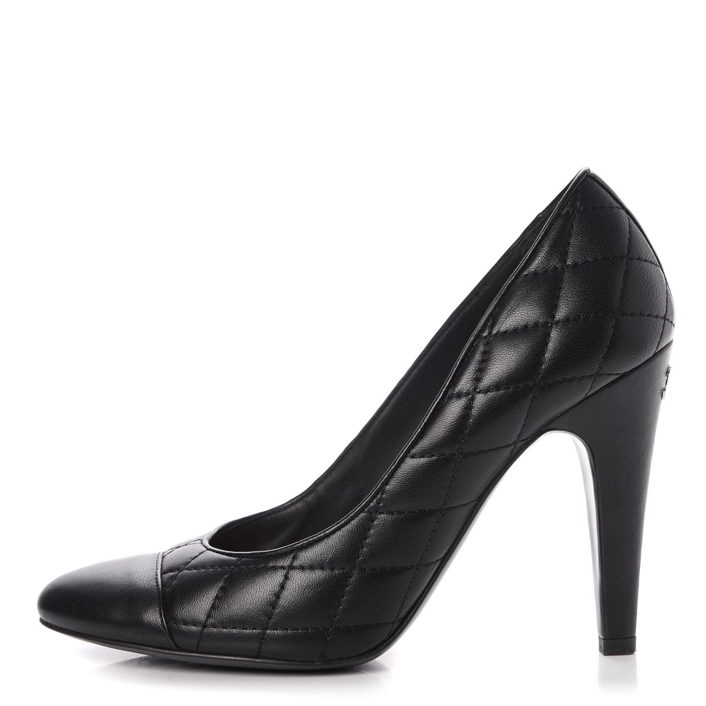 Lambskin Quilted Cap Toe Pumps 37.5 Black