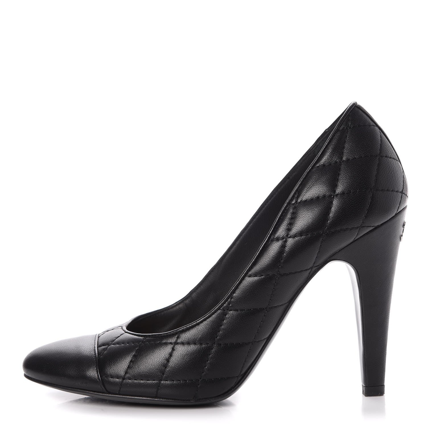 Chanel Lambskin Quilted Cap Toe Pumps 37.5 Black 1 of 16