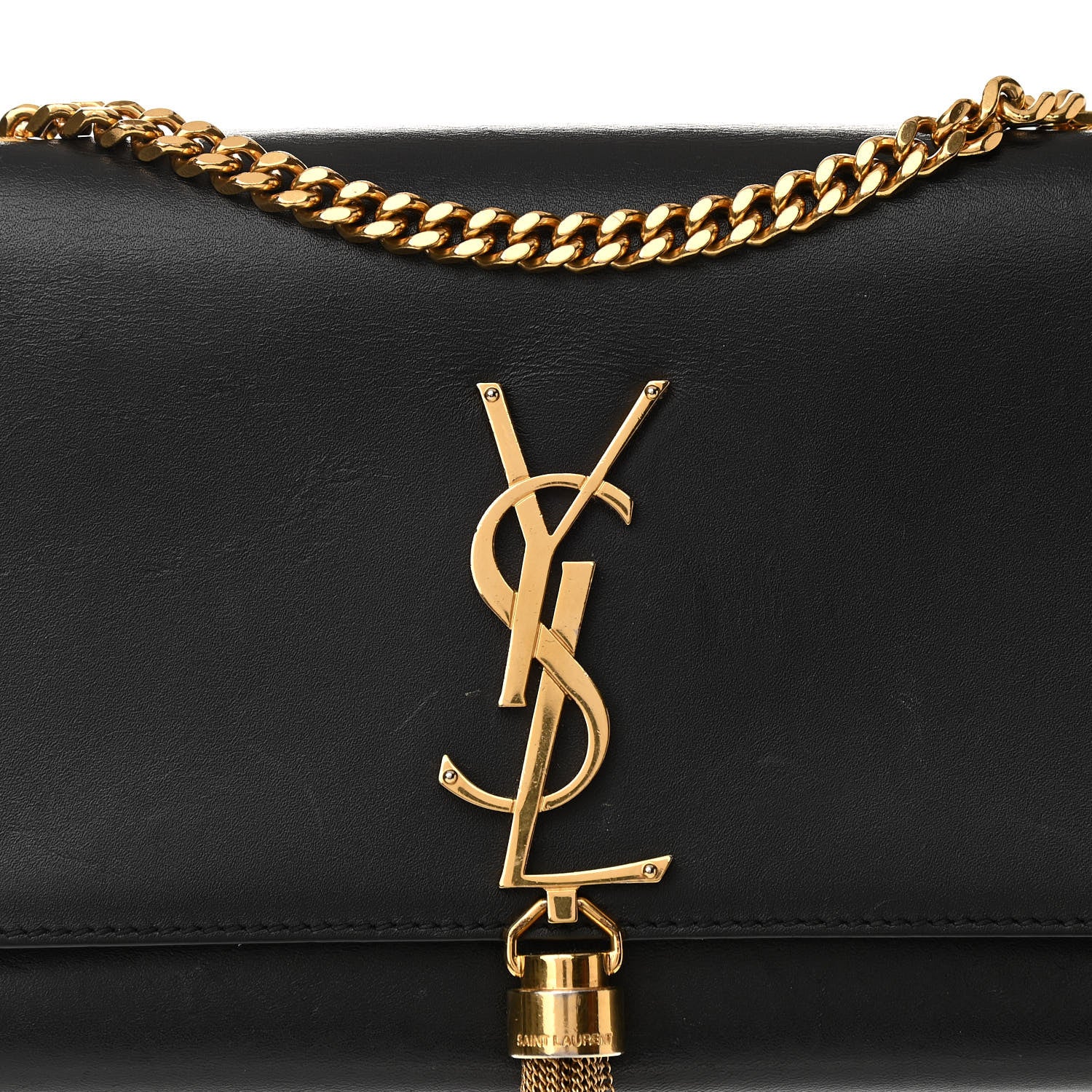 Saint Laurent Smooth Calfskin Small Classic Monogram Kate Tassel Satchel Black 7 of 9