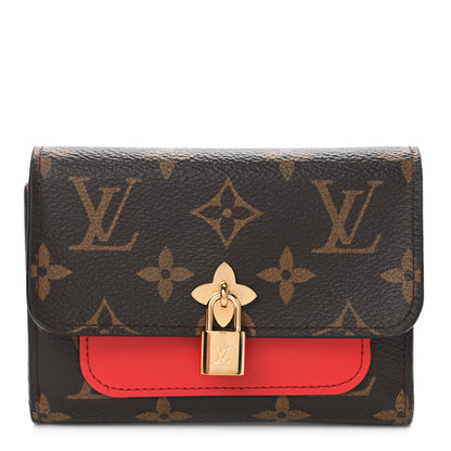 Louis Vuitton Monogram Flower Lock Compact Wallet Coquelicot 1 of 4