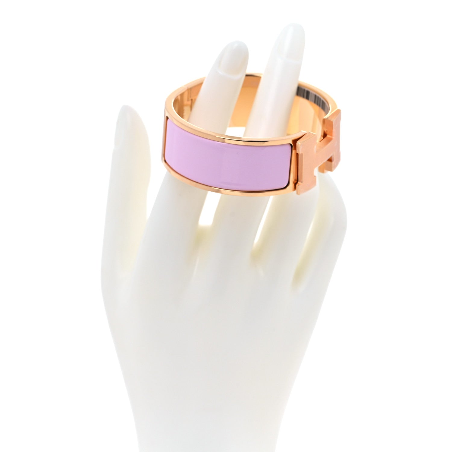 Hermes Enamel Wide Clic Clac H Bracelet PM Rose Dragee 2 of 6