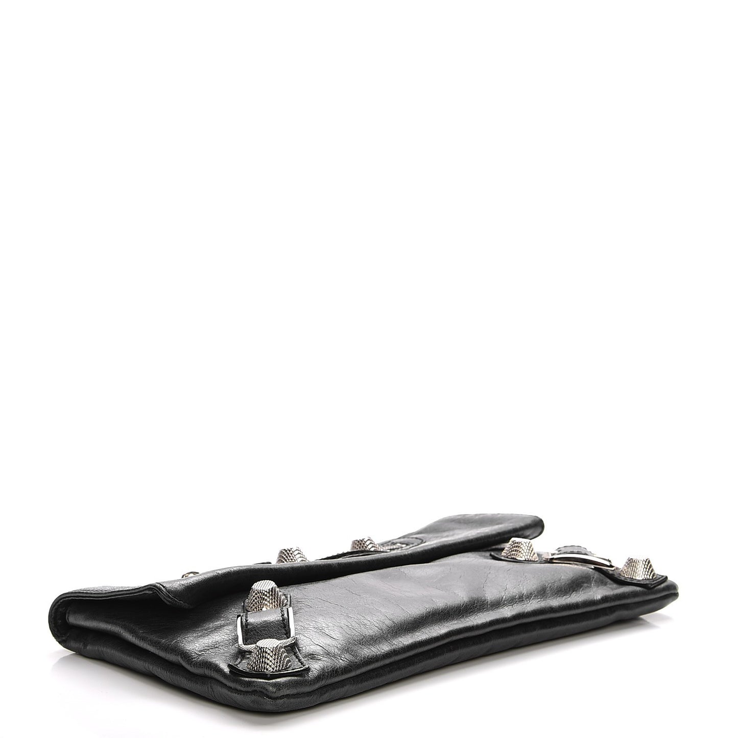 Agneau Giant 21 Silver Hardware Envelope Clutch Black