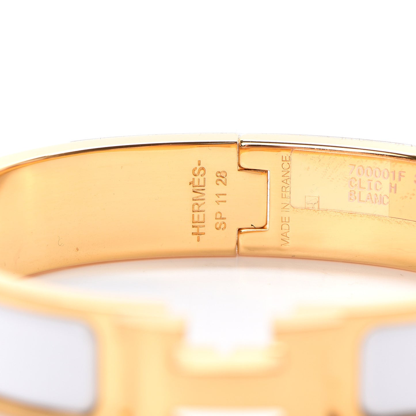 Enamel Narrow Clic Clac H Bracelet PM White