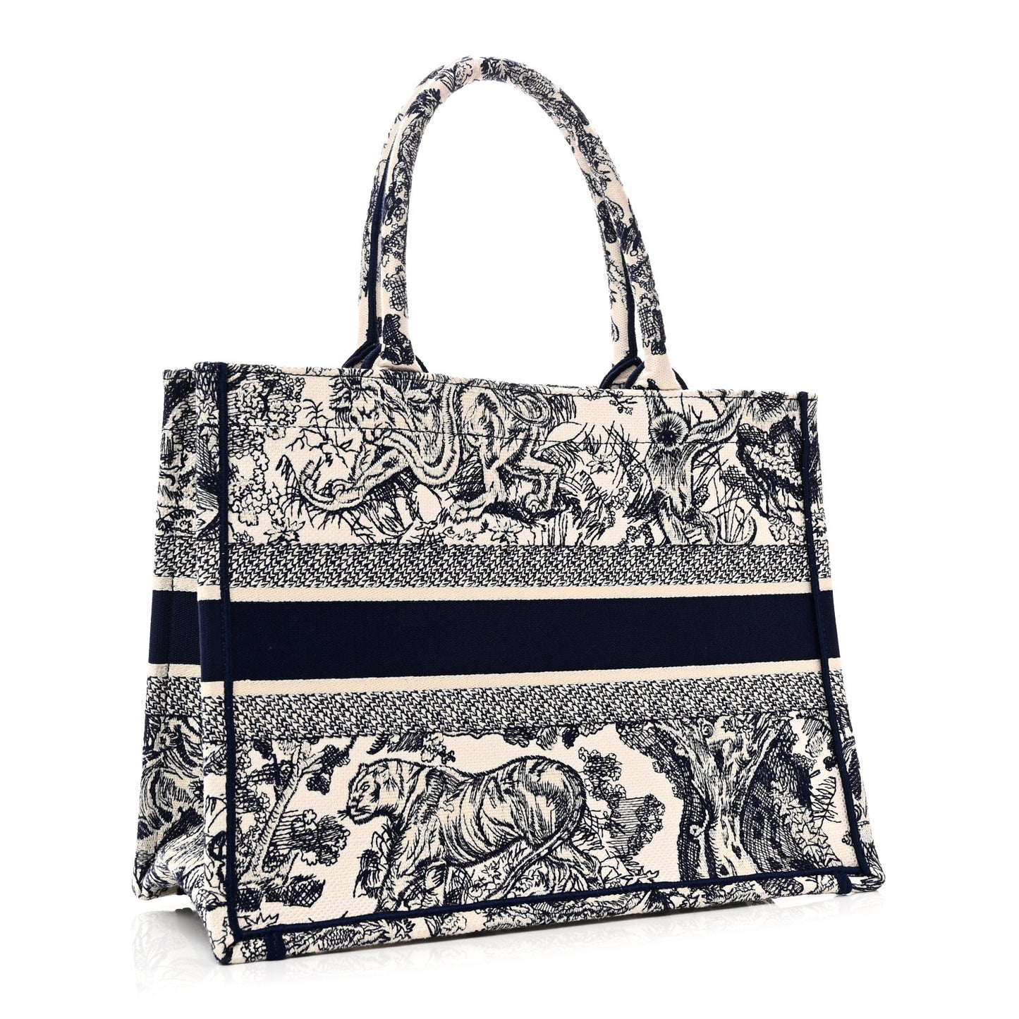 Canvas Embroidered Medium Dioriviera Toile De Jouy Book Tote Blue Blue