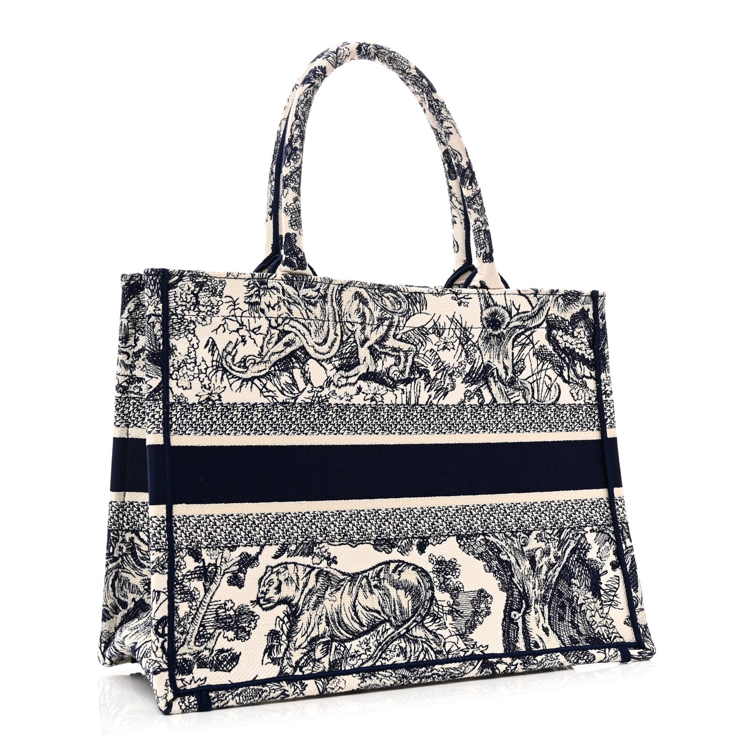 Christian Dior Canvas Embroidered Medium Dioriviera Toile De Jouy Book Tote Blue Blue 3 of 10