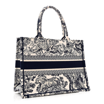 Christian Dior Canvas Embroidered Medium Dioriviera Toile De Jouy Book Tote Blue Blue 3 of 10
