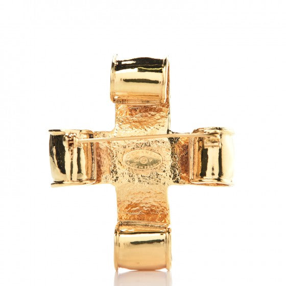 Chanel CC Cross Brooch Gold 3 of 5