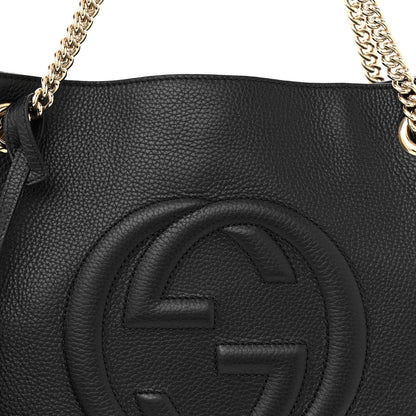 Gucci Pebbled Calfskin Medium Soho Chain Shoulder Bag Black 8 of 11