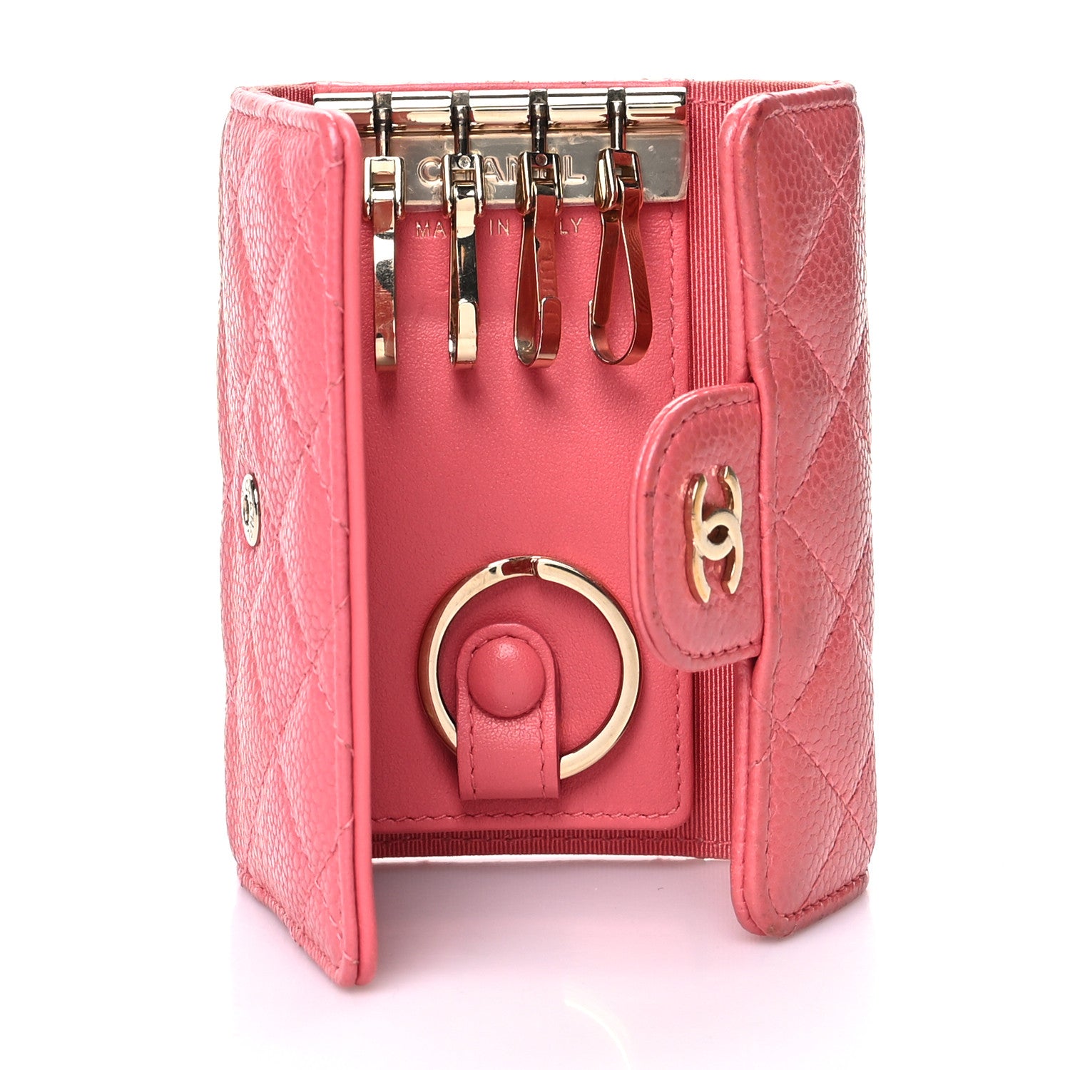 Chanel Caviar Quilted Classic 4 Key Holder Wallet Pink 5 of 14