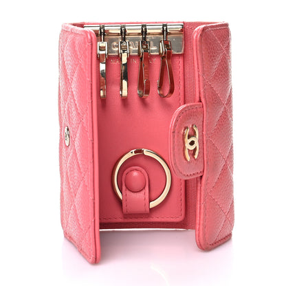 Chanel Caviar Quilted Classic 4 Key Holder Wallet Pink 5 of 14
