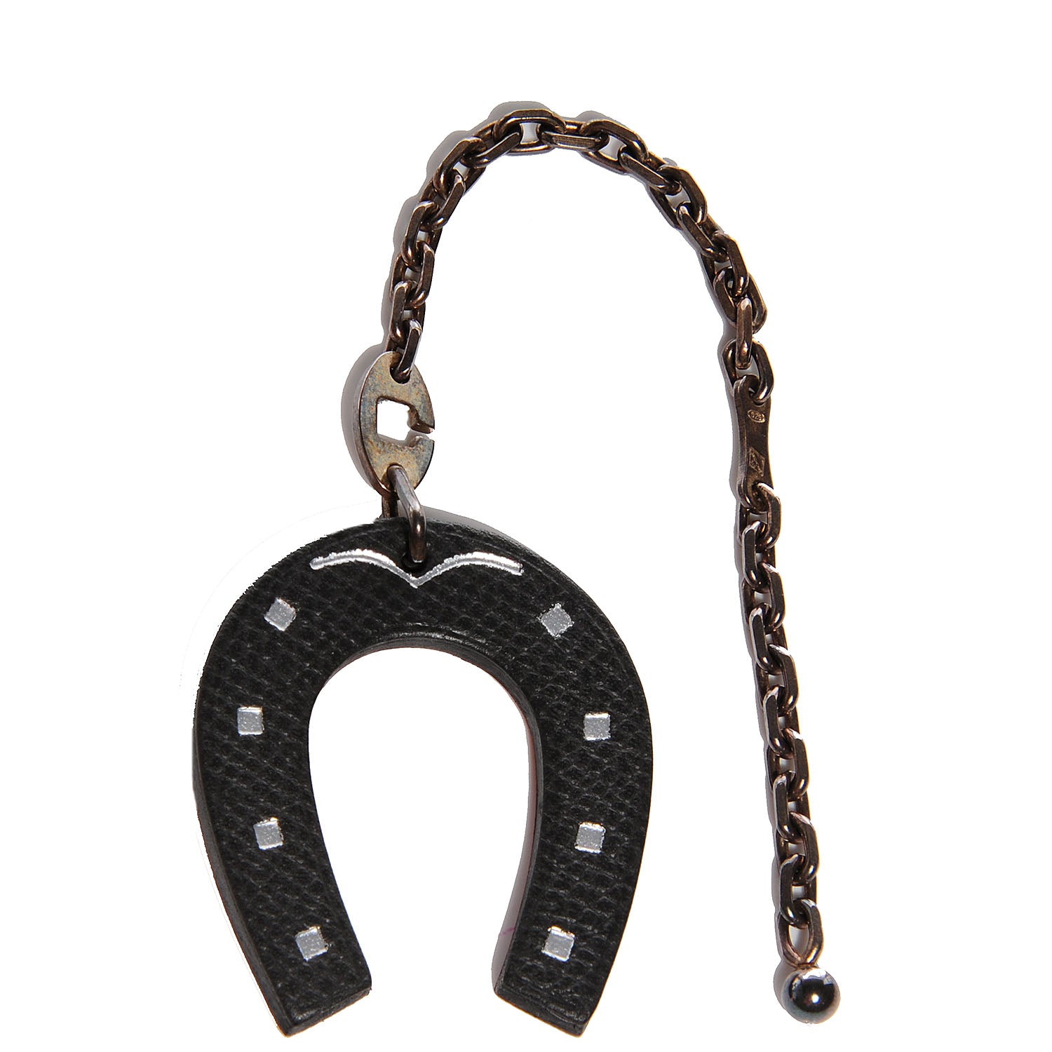 Hermes Epsom Lucky Horseshoe Key Ring Graphite and Orange 1 of 4