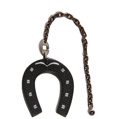 Hermes Epsom Lucky Horseshoe Key Ring Graphite and Orange 1 of 4