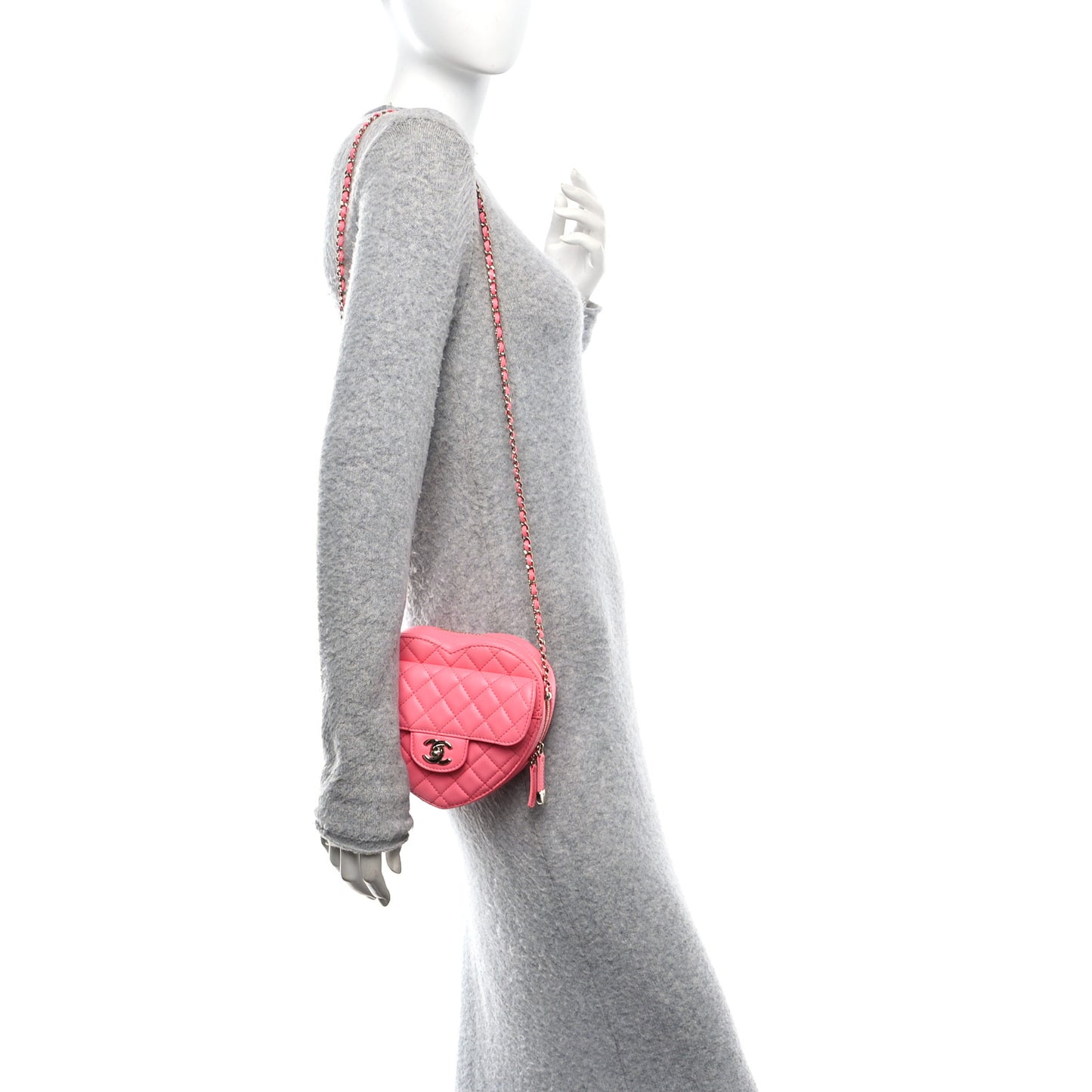 Lambskin Quilted CC In Love Heart Bag Pink