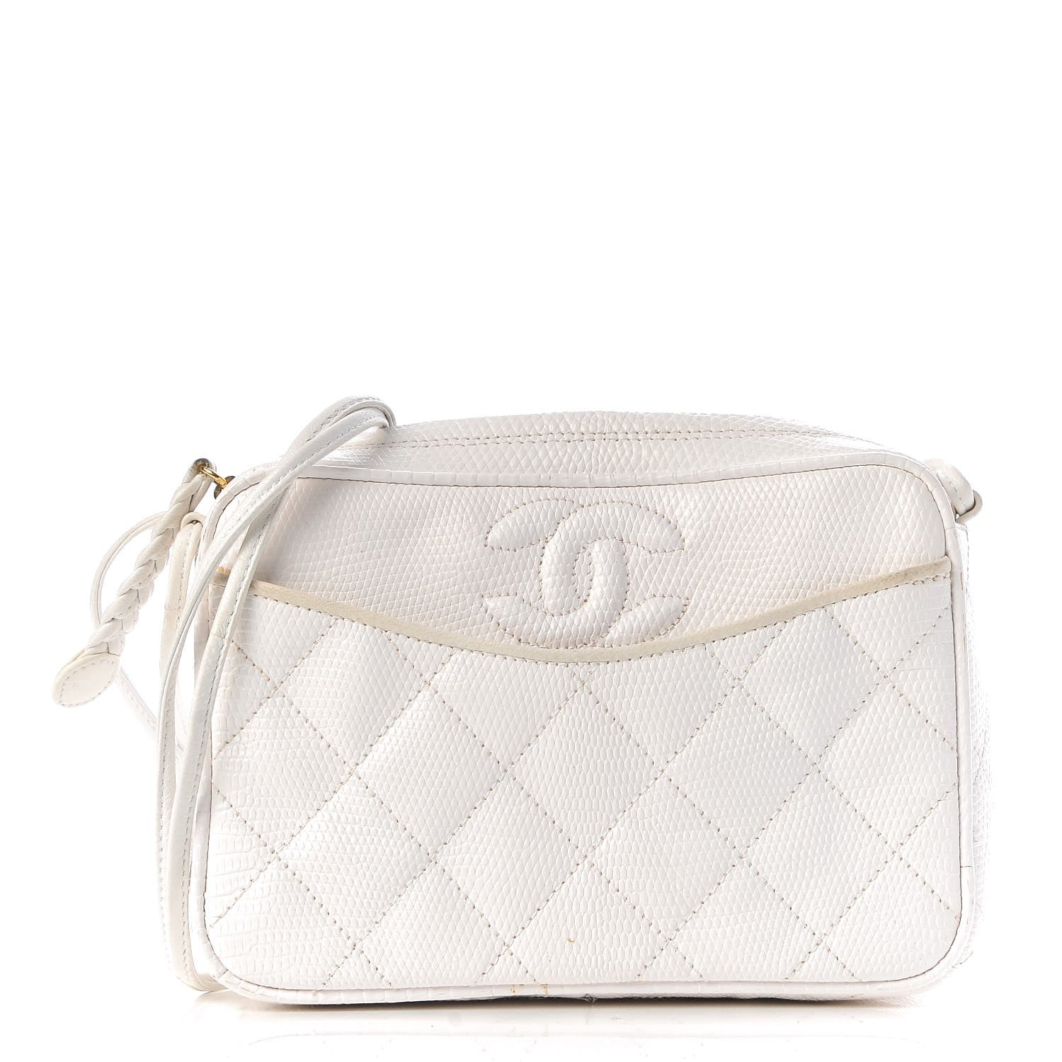 Chanel Lizard Quilted Camera Case White 1 of 12