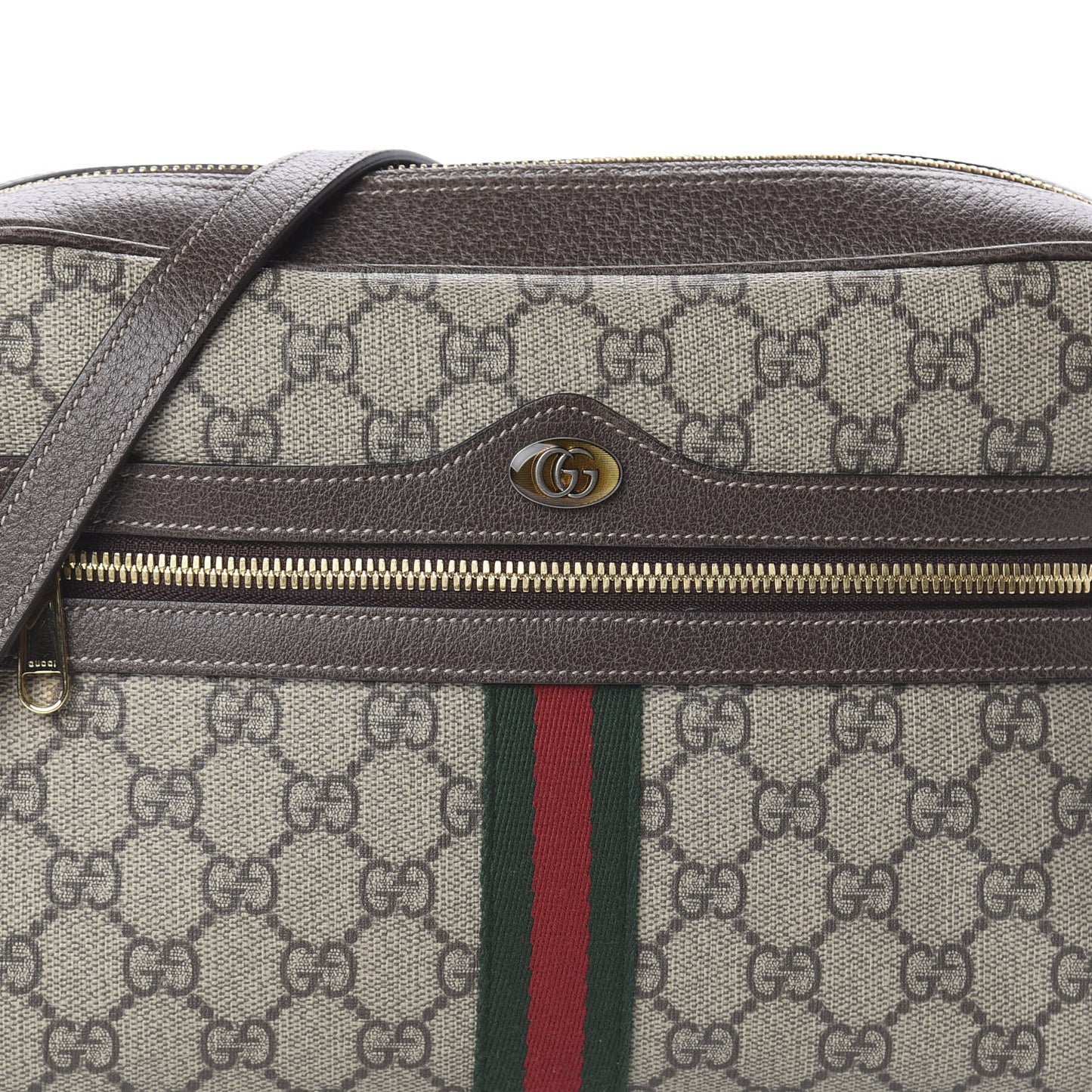 GG Supreme Monogram Web Small Ophidia Shoulder Bag Brown