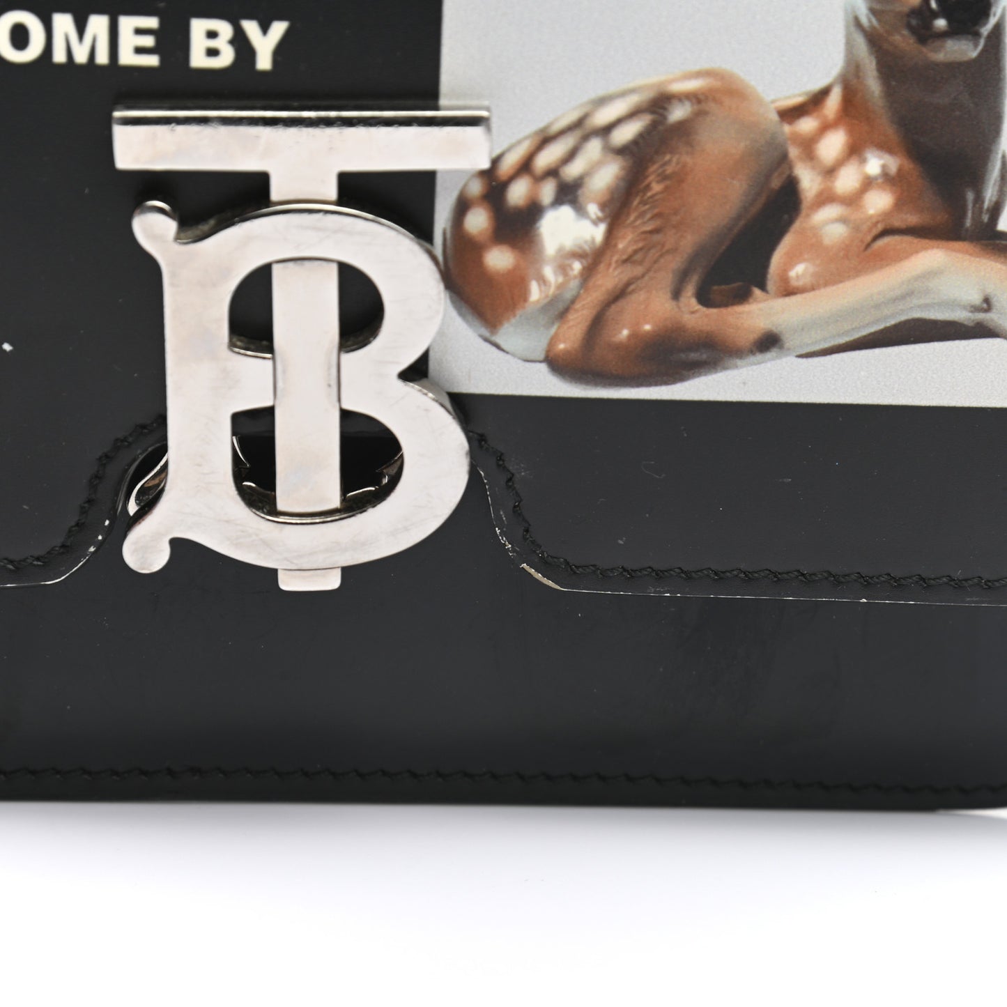 Calfskin Montage Print Small TB Bag Black