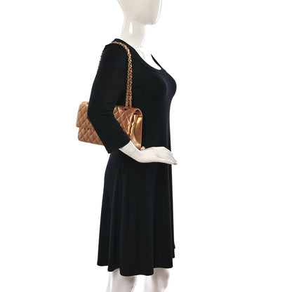 Chanel Metallic Lambskin Quilted Medium Double Flap Golden 2 of 12