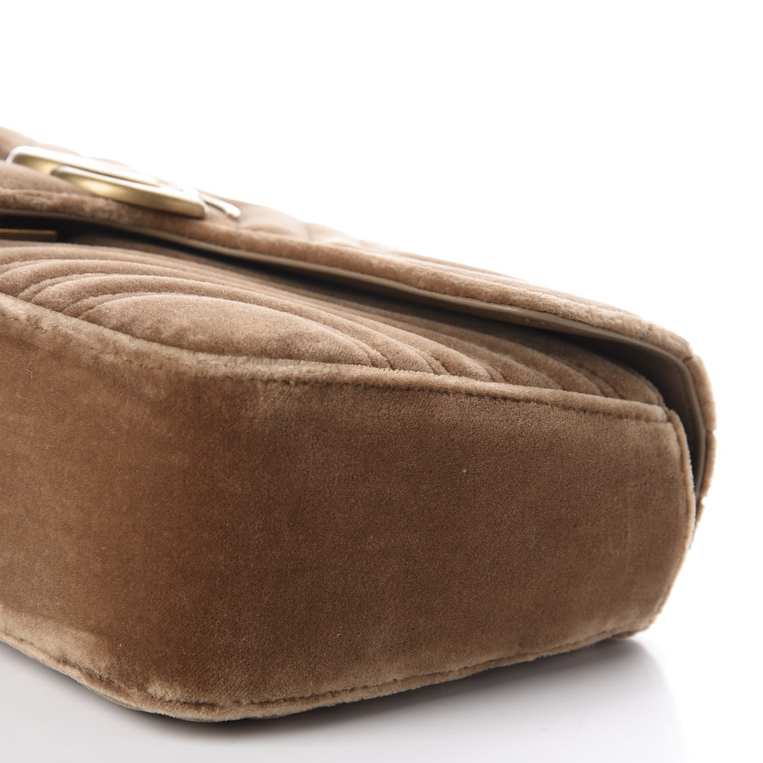 Gucci Velvet Matelasse Small GG Marmont Shoulder Bag Taupe 9 of 11