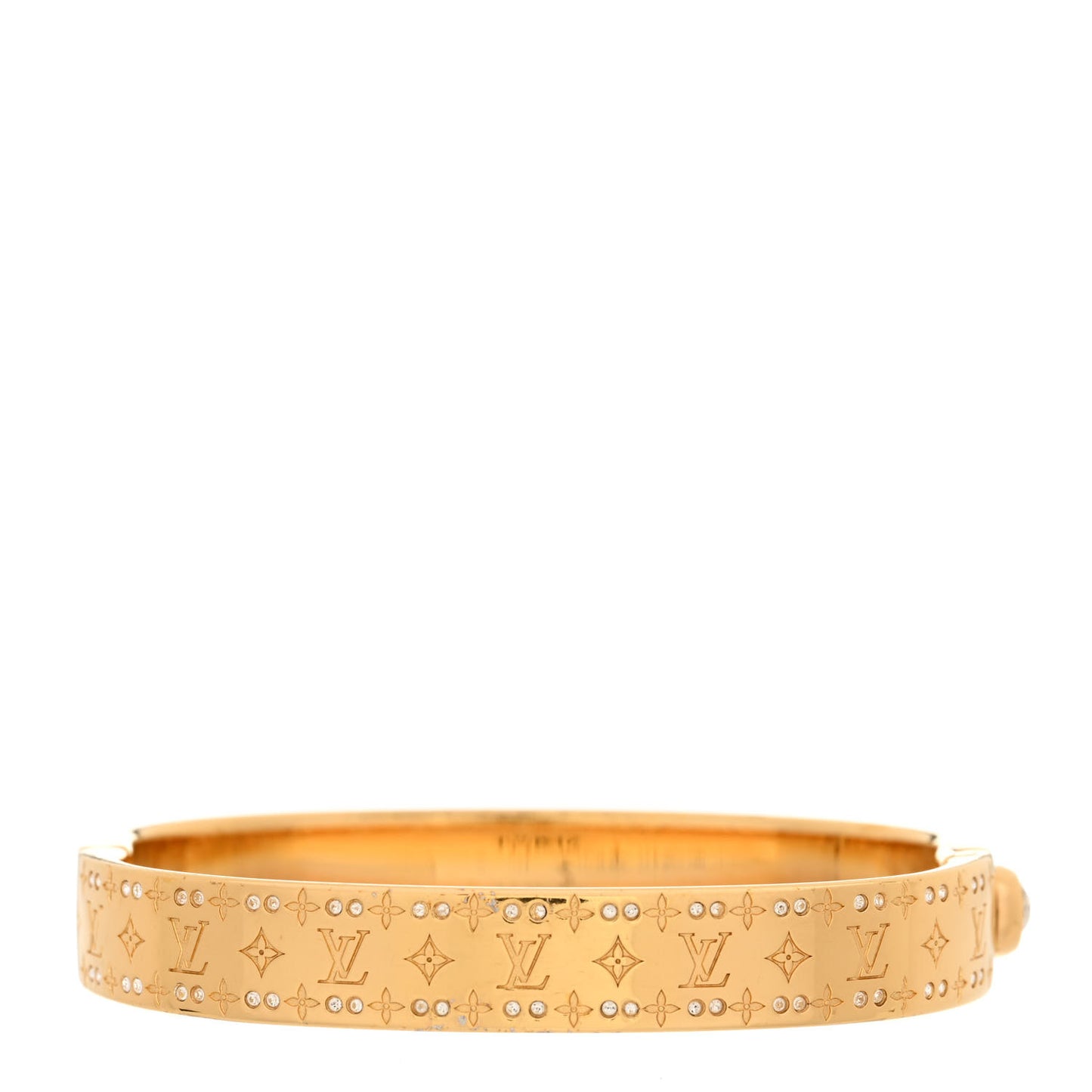 Brass Crystal Monogram Nanogram Strass Cuff S Gold