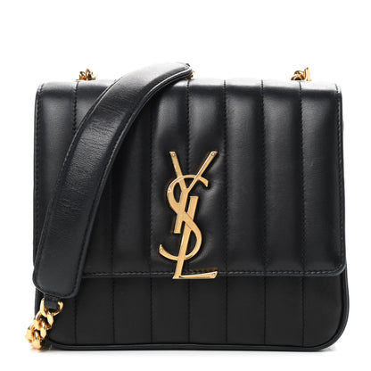 Saint Laurent Lambskin Matelasse Monogram Medium Vicky Chain Bag Black 1 of 10