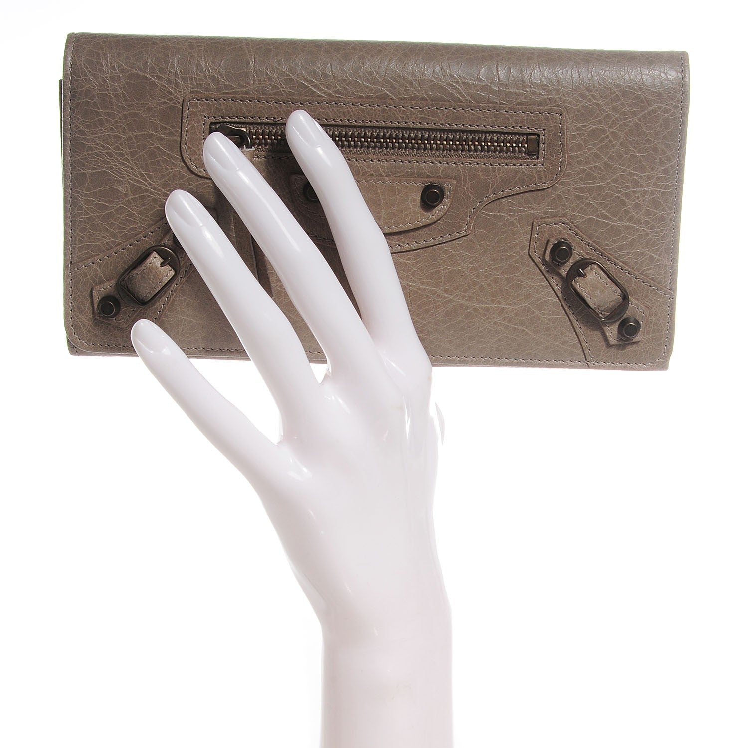 Balenciaga Agneau Classic Hardware Money Wallet Papyrus 2 of 13