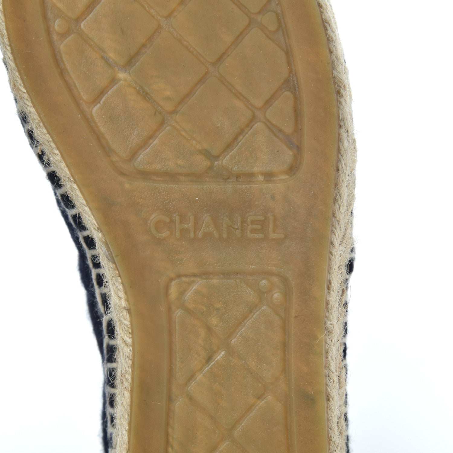 Chanel Velvet Tweed CC Espadrilles 38 Navy Grey 7 of 22