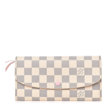 Louis Vuitton Damier Azur Emilie Wallet Rose Ballerine 1 of 8