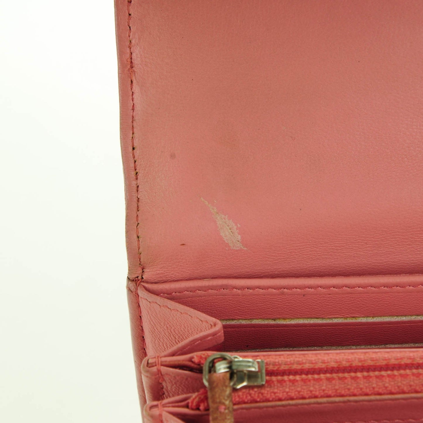 Lambskin Embossed Camellia Large Gusset Flap Wallet Pink