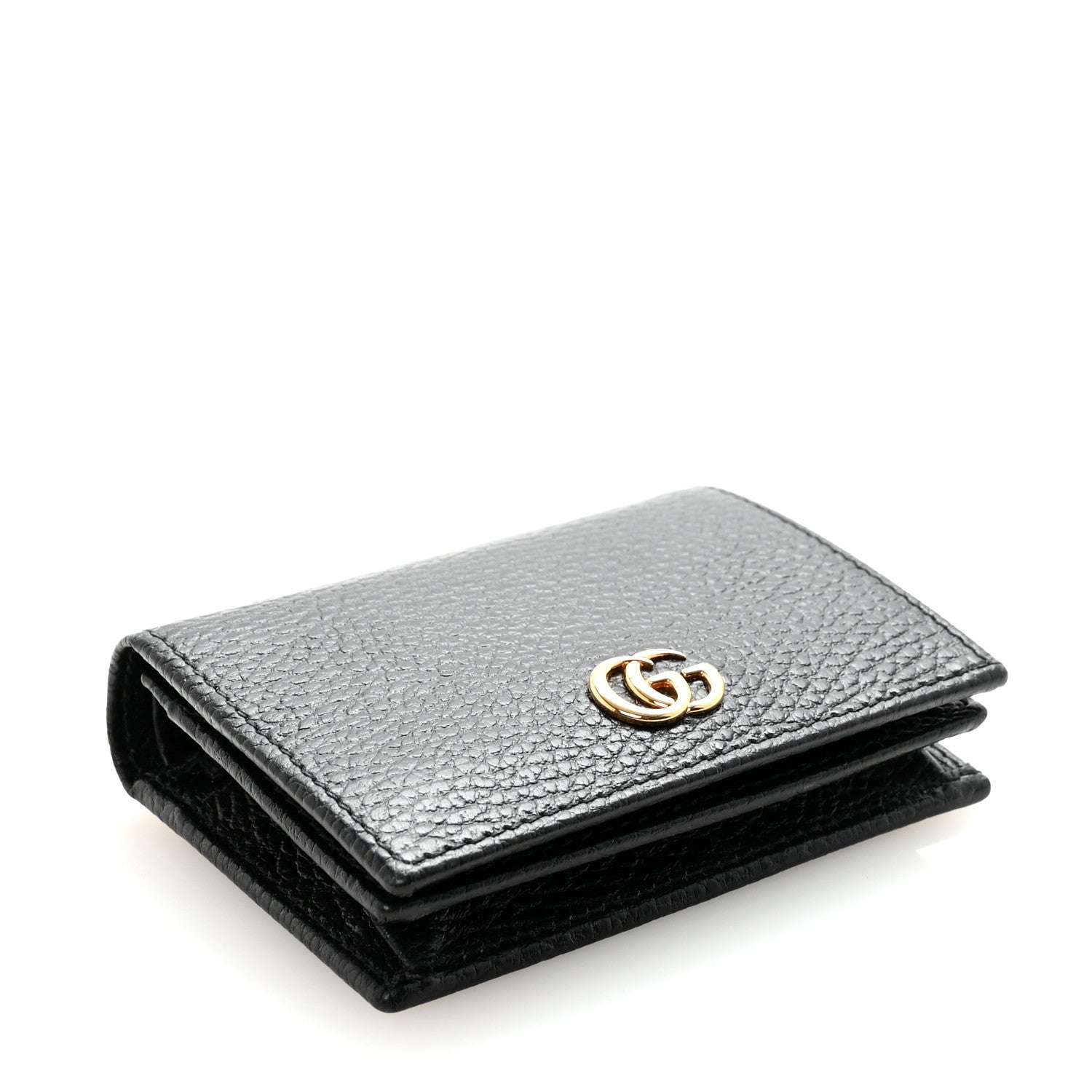 Gucci Pebbled Calfskin GG Marmont Card Case Black 4 of 7