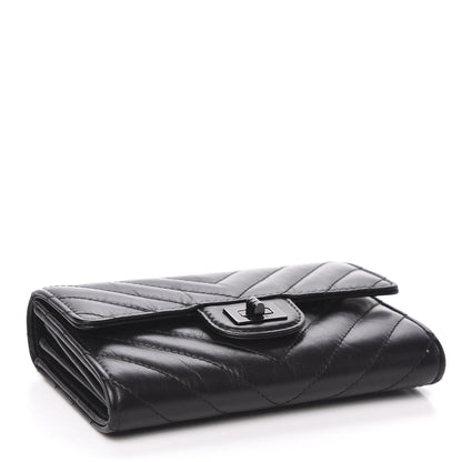 Chanel Aged Calfskin Chevron Quilted Reissue Medium Flap Wallet So Black 3 of 9