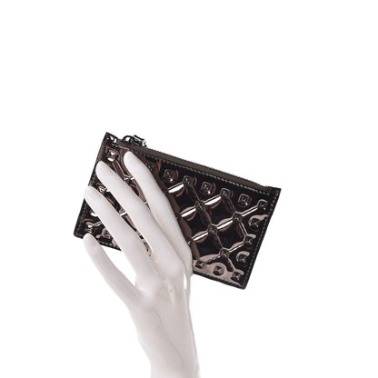 Valentino Garavani Metallic Patent Rockstud Spike Coin Case Card Holder Rutenio 2 of 6