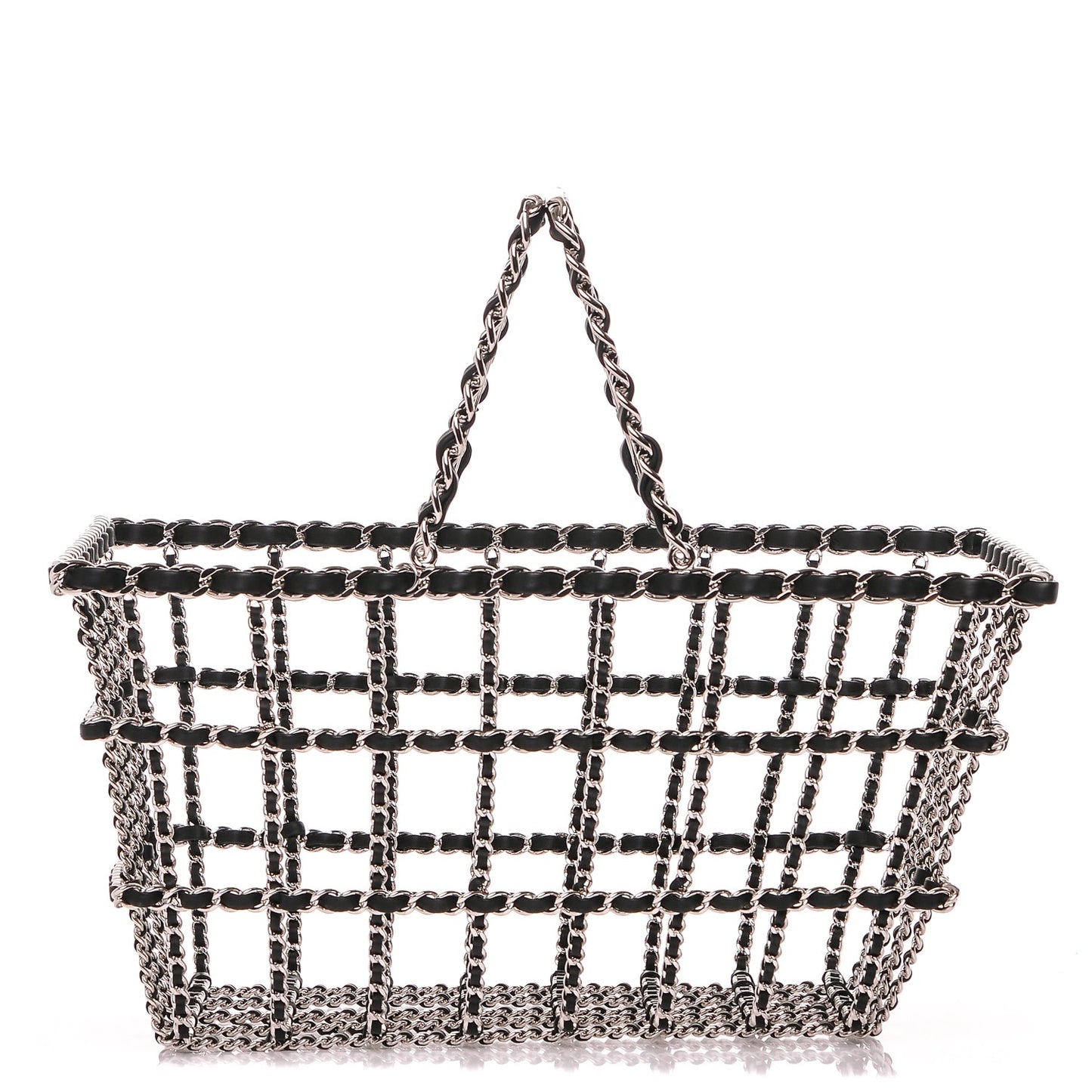 Brass Calfskin Grocery By Shopping Basket Silver