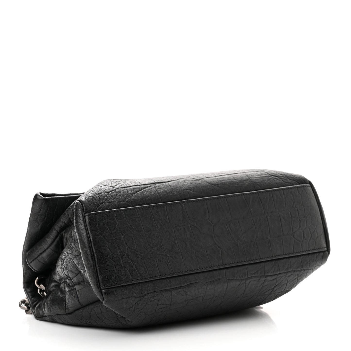 Calfskin Crocodile Embossed Medium West Hollywood Monogram Fold-Over Grey