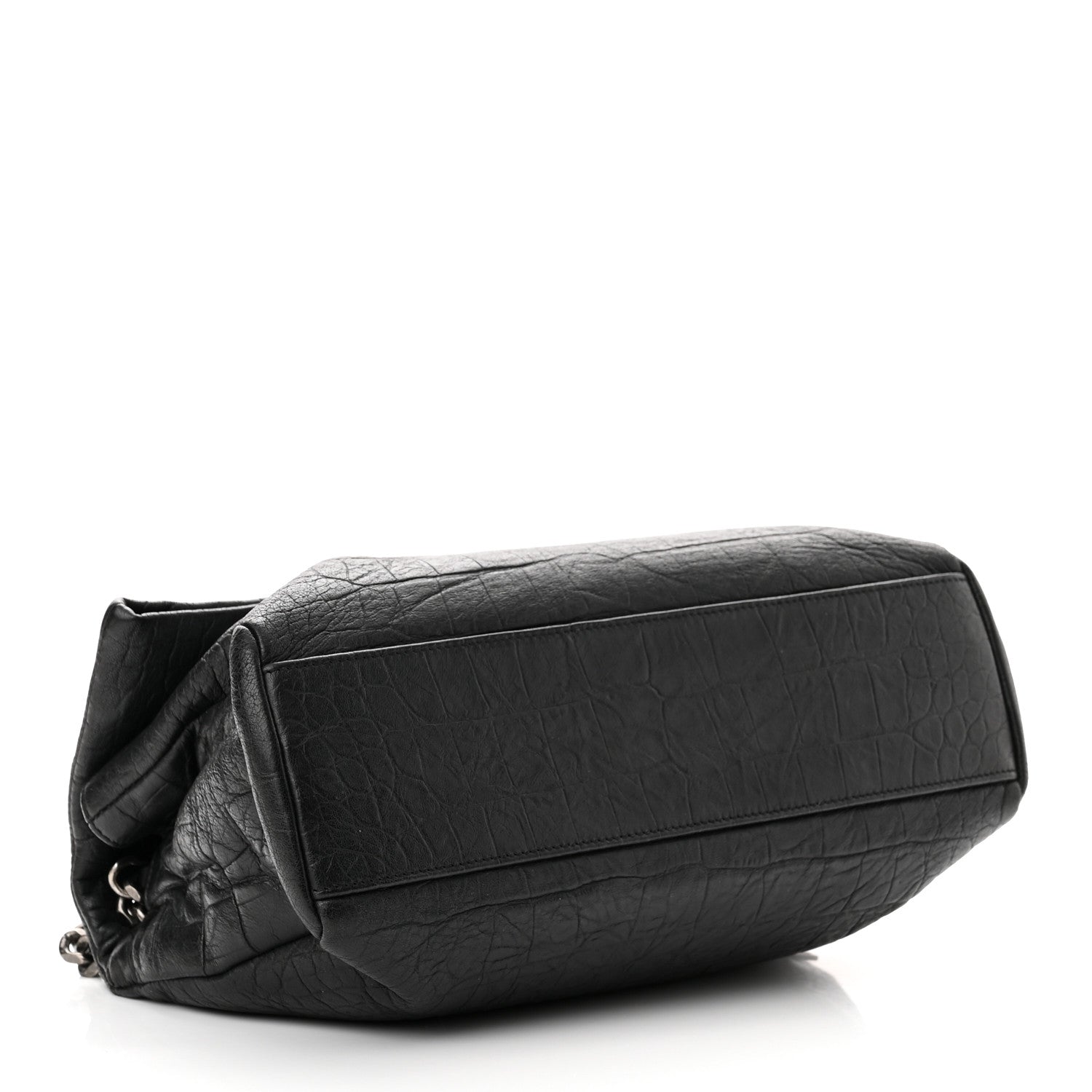 Saint Laurent Calfskin Crocodile Embossed Medium West Hollywood Monogram Fold-Over Grey 3 of 7