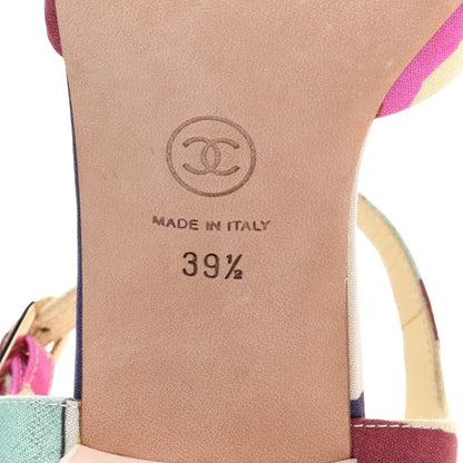 Chanel Fabric Camellia Embossed Sandals 39.5 Multicolor 7 of 12